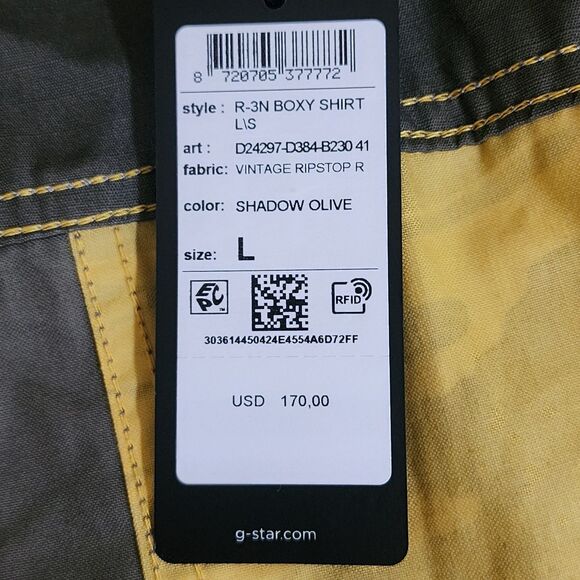NWT $170 G-Star Raw Mens R-3N Boxy Shirt Jacket Shadow Olive Green Yellow Size L - Picture 9 of 14